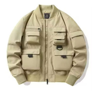 Blouson bomber noir pour homme, fermeture éclair, coupe-vent, style workwear, matière polyester, col montant, plusieurs poches - Product Image 5