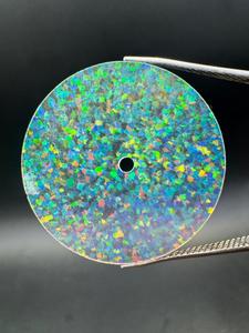 Esfera de Reloj de Ópalo Creado en Laboratorio de 28.50mm, Multicolor Fuego, Agujero Central de 2mm, Esfera Personalizada Hecha a Mano con Gemas y Piedras - Product Image 3