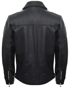 Premium <b>Leather</b> <b>Biker</b> <b>Jacket</b> Men Zip Front Motorcycle Riding Coat Factory OEM Sample Service Available Worldwide - Product Image 4