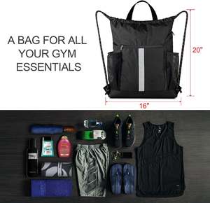 Sports Fitness Bag <b>Backpack</b> Tote Bag Polyester <b>Drawstring</b> <b>Backpack</b> With Shoe Compartment - Product Image 6