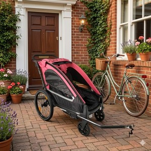 Remorque de vélo pour enfants 3 en 1 en alliage d'aluminium, poussette, chariot de jogging avec capacité de 35 kg et suspension indépendante - Product Image 6