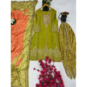 Designer Polyester Salwar Kameez Beautiful Party Wear <b>Top</b>-Bottom and Dupatta - Product Image 3