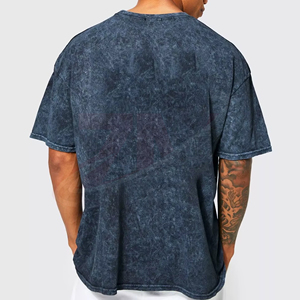 Camiseta de manga corta tie-dye para hombre, corte oversize, cuello casual, tejido de punto, 100% algodón, color liso, diseño vintage, moda. - Product Image 2