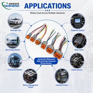 Konektor Kabel Pigtail Otomotif Tahan Air IP67 Custom Deutsch DTM 2/<span class=keywords><strong>3</strong></span>/4/6/8/12 Pin, Rakitan Kabel Harness Pria Wanita - Product Image 2