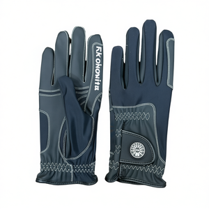 Equestrian Horse Riding Gloves Hook Loop Closure Summer Stretch Fabric Back Synthetic Leather Palm UV Protection Outdoor - Product Image 2