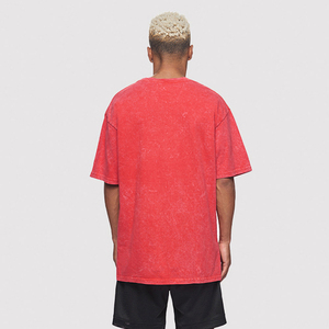 Camiseta de Manga Corta Oversize con Estampado Tie-Dye Rojo, Cuello Redondo, Informal, para Hombre, de Algodón - Product Image 4