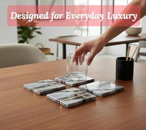Natural Marble Modern Luxury Eco-Friendly <b>Coaster</b> Set Premium <b>Heat</b> Resistant Drink <b>Coasters</b> for Coffee Wine Dining Table Home - Product Image 5