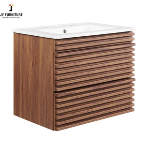 Gabinete de madera flotante JY Vietnam moderno estilo europeo tocador de baño con espejo tablero de melamina al por mayor de madera contrachapada MDF - Product Image 1