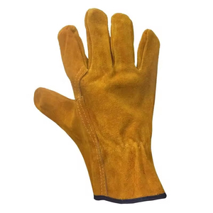 Cow Leather <b>Driver</b> <b>Gloves</b> Straight Thumb Heavy Duty Driving Work <b>Gloves</b> Full Finger Protection Construction Working <b>Gloves</b> - Product Image 2