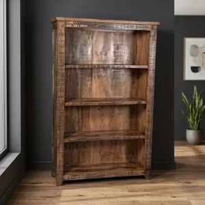 Estantería Rústica de Madera Maciza, Librería Abierta para Sala de Estar, Dormitorio u Oficina - Product Image 6