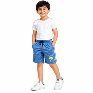 Shorts de sport mi-longs en polyester pour enfants et hommes, personnalisables en gros, respirants, à séchage rapide, avec fermeture élastique, décontractés et athlétiques pour l'été - Product Image 6
