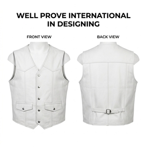 High Quality <b>Men's</b> Casual Canvas Leather <b>Vest</b> Winter Breathable Quick Dry Windproof Horn Button V-neck Comfortable Portable - Product Image 4