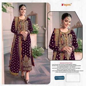 <strong>Designer</strong> Velvet Embroidered Shalwar Kameez Set with Chinon Embroidered Dupatta and Santoon Bottom Premium Winter Collection - Product Image 2