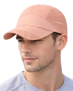 Men Light Peach Mesh Panel Sports Cap Breathable Lightweight Adjustable Summer Running Training Outdoor Baseball Hat For Men Use - Product Image 1