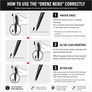 Lápiz Mecánico Automático GANRAKU Pentel Orenz Nero 0.5 0.2mm, Lápiz de Dibujo Japonés Premium, Negro Mate, Material Ejecutivo - Product Image 6