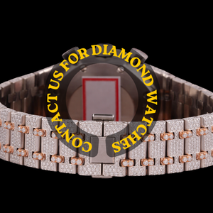 Design Attrayant, Fonctionnalités Multiples, Cadran Rond en Verre, Diamant Moissanite, Bicolore, Résistant à l'Eau, Entièrement Sertie de Diamants, Hip Hop, Nouvelle Collection - Product Image 3