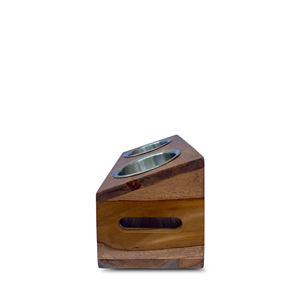 Teak Wood Elevated Cat Feeder with Stainless <b>Steel</b> <b>Bowls</b> Oval Shape Animal Print Eco-Friendly & Durable Simple Design - Product Image 4