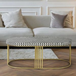 Table basse élégante en os incrusté, faite à la main, meuble décoratif pour intérieurs modernes - Product Image 4