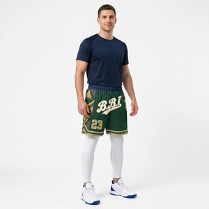 Pantalones cortos de baloncesto Cyber negros y verde azulado para hombre, al por mayor, transpirables, de malla, ropa deportiva retro, pantalones cortos de entrenamiento para gimnasio, pantalones de uniforme sublimados - Product Image 4
