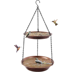Rustic Metal <b>Wall</b> <b>Mounted</b> <b>Bird</b> <b>Feeder</b> With Ornamental Design And Perched <b>Bird</b> Detail For Outdoor Garden Use Vintage <b>Bird</b> <b>Feeder</b> - Product Image 3