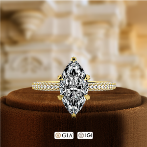 Anillo de Compromiso con Diamante Cultivado en Laboratorio de Corte Marquise de 1.5CT, Certificado IGI, Regalo de Promesa, Oro Sólido de 14k, Anillo de 6 Puntas, Anillo de Novia - Product Image 5