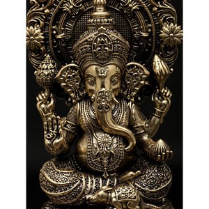 Pequeña Estatua de Latón Superfino de 5 Pulgadas del Señor Ganesha, Escultura Hecha a Mano de la India, Modelo Exótico de la India DDQ018 - Product Image 2