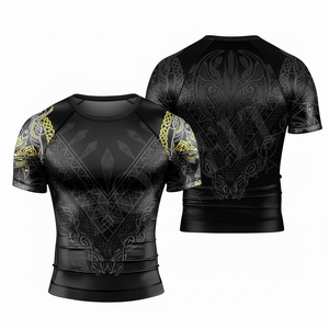 เสื้อรัดรูปคุณภาพสูง ขายดี 100% แขนสั้น สำหรับ MMA BJJ เล่นเซิร์ฟ ออกกำลังกาย ป้องกันรังสียูวี เสื้อคาราเต้ ผู้ชาย - Product Image 5