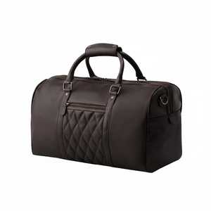 Sac de voyage week-end en cuir marron foncé de qualité supérieure, grande capacité, léger, avec fermeture éclair, 15 pouces, pour homme - Product Image 2
