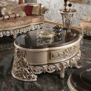 Ensemble de canapés de salon de villa en bois d'acajou massif de qualité supérieure, sculpté à la main, rembourré, meubles de luxe - Product Image 5