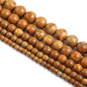 Cuentas de Jaspe Natural con Vetas de Madera Amarilla, Lisas, en Hilo de 15 Pulgadas, Sueltas, Certificadas por IGI, 100% Hechas a Mano para Joyería DIY - Product Image 4