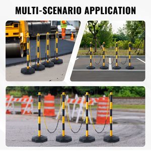 Poteaux de signalisation routière réglables de 2,4 m avec cônes, lot de 4, barrière de sécurité avec base remplissable, produit d'avertissement routier - Product Image 6