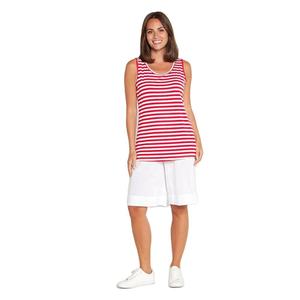 Camiseta sin mangas a rayas para mujer, mezcla de algodón, informal, de verano, ligera, transpirable, cómoda, a la moda - Product Image 2