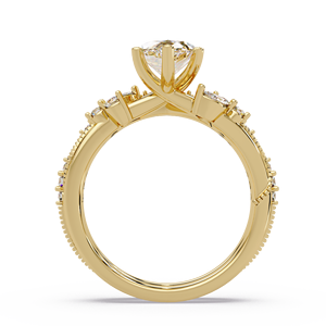 Luxury 14K <b>Gold</b> Engagement <b>Ring</b> Marquise Cut Lab Grown Diamond 2.00 IGI Certified Curved Wedding Band Bridal <b>Ring</b> <b>Sets</b> Jewelry - Product Image 4