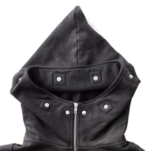 Blouson moto zippé à capuche en fausse fourrure noire pour homme, coupe classique, coupe-vent, doublure polaire, hiver - Product Image 5