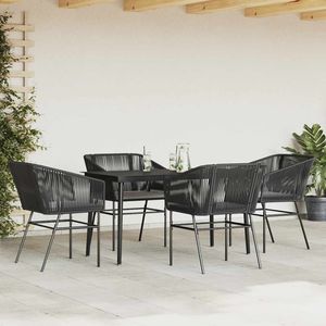 Dark <b>Grey</b> Garden Dining Set 4 Seater Rattan Metal <b>Frame</b> Contemporary Outdoor Furniture Weather Resistant - Product Image 3
