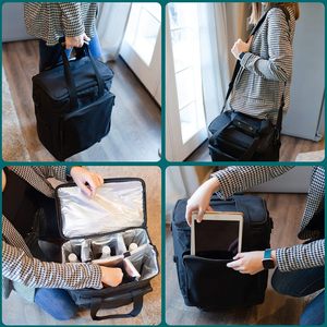 Bolsa Enfriadora de <span class=keywords><strong>Vino</strong></span> Aislada con Ruedas para 6 Botellas, Carrito de <span class=keywords><strong>Vino</strong></span> Portátil con Asa Telescópica para Viajes al Aire Libre y Degustación de Vinos - Product Image 5