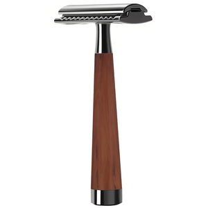Rasoir de sécurité à double tranchant en acier inoxydable avec logo personnalisé et manche en bois, rasoir écologique - Product Image 1
