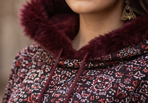 Conjunto de Lehenga Choli con Capucha y Estampado Ajrak Personalizado, con Piel Sintética y Espejo Real, para Mujer, Ropa India y Pakistaní para Fiestas, Todas las Temporadas - Product Image 5