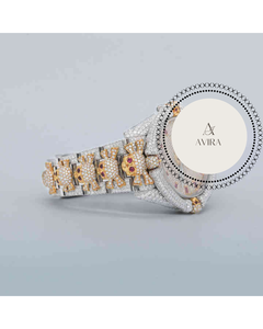 Reloj de Diamantes Personalizado Ghost de Dos Tonos con Diamantes Moissanite, Esfera Redonda, Reloj de Diamantes Personalizado para Negocios, Estilo Hip Hop, Acero Inoxidable - Product Image 5