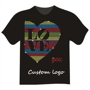 Men's Black Short Sleeve O-Neck T-Shirt Rhinestone Skull Cross Swords Pattern Custom Brand and <b>logo</b> Acid Wash t Shirt - Product Image 2