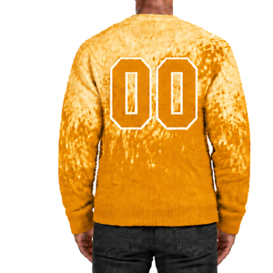 Pull en maille dégradé jaune doré et blanc pour homme, col rond, manches longues, personnalisé, style streetwear décontracté, mode hiver - Product Image 2