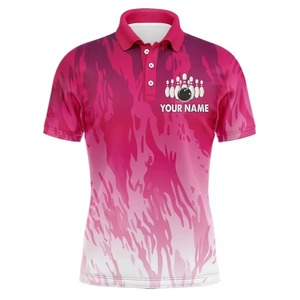 100% Polyester Custom Colors Men's Sporty <b>Bowling</b> for Polo Shirt New Colorful Lightning Design - Product Image 1