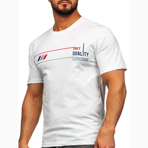 เสื้อยืดคอกลมแขนสั้นสีขาวสำหรับผู้ชาย ทรงปกติ พิมพ์ลายตัวอักษร ผ้าเจอร์ซีย์ถักลำลอง ผ้าฝ้าย 100% ระบายอากาศได้ดี - Product Image 5