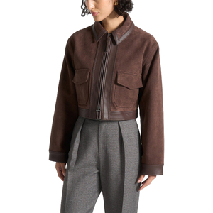 Blouson Bomber Femme Noir en Cuir Véritable Coupe Slim Respirant Tissé Zippé Logo Personnalisé Prix Usine Vente en Gros OEM - Product Image 3