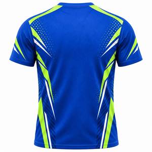 Camiseta Deportiva de Manga Corta para Hombre, con Patrón Geométrico Azul y Amarillo, Cuello Redondo, Tejido de Poliéster, Secado Rápido, Corte Regular - Product Image 2