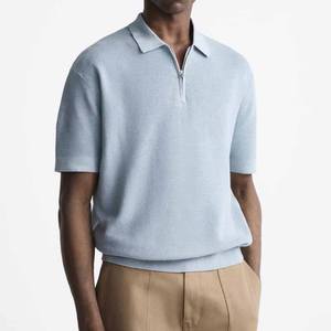 Men Knitwear Polo Shirt High Quality 100% Cotton Knitted Polo Collar Designer Short Sleeved Pullover 14-Zip Sweater Polo Shirt - Product Image 1