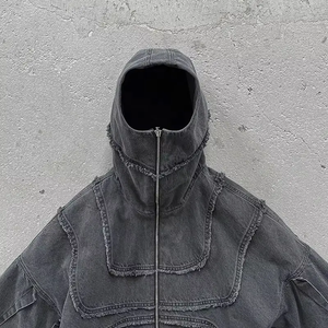 Sudadera con capucha para hombre, personalizada, con lavado ácido, cuello alto, estilo oversize, streetwear, bomber, forro polar, ecológica, transpirable, de secado rápido - Product Image 2