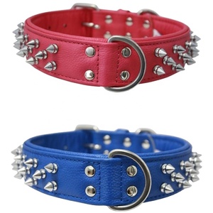 ปลอกคอสุนัขหนังวัวคุณภาพระดับพรีเมียมเข็มกลัดติดหมุดลายแฟนซีสายจูงสัตว์เลี้ยง - Product Image 1