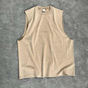 เสื้อกล้ามทรงเข้ารูปพิมพ์ลายกราฟิกแบบย้อมสีเอซิดสั่งทำพิเศษ เสื้อกั๊กออกกำลังกายทรงโอเวอร์ไซส์แบบสั่งตัด เสื้อยืดแขนกุดสไตล์วินเทจสตรีทแวร์สุดฮิตสำหรับผู้ชาย - Product Image 3