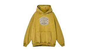 Hoodie oversize effet denim délavé avec poche avant, logo imprimé, coupe carrée, épaules tombantes, options de lavage vintage disponibles - Product Image 2